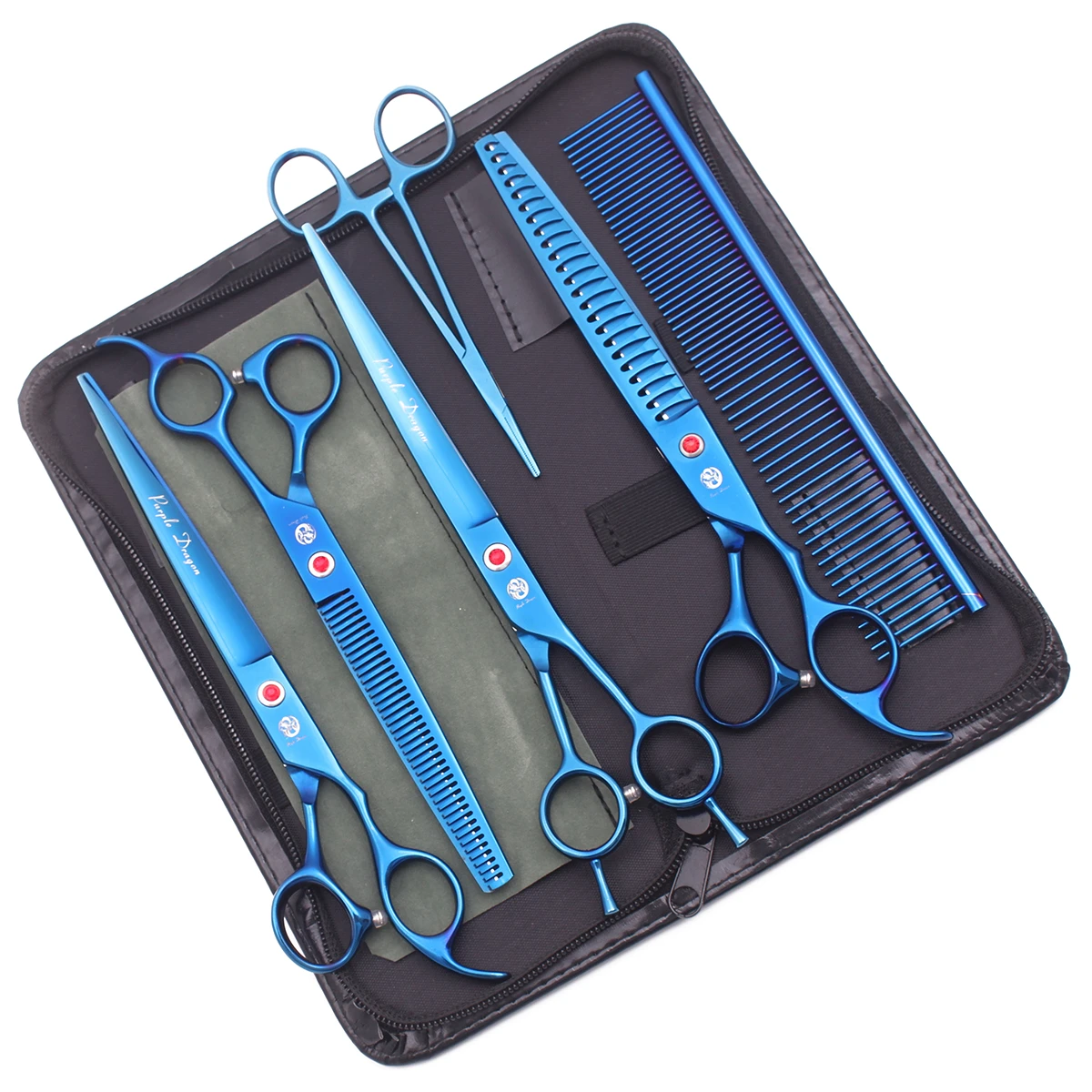 Dog Grooming Scissors Pink 7.5" 8" Pet Hairdressing Scissors Japan Stainless Dog Curved Thinning Shears Chunker Z3005
