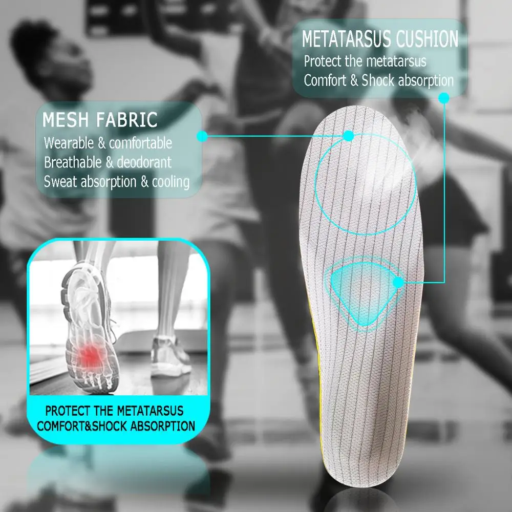 Men Orthopedic Insoles Plantar Fasciitis Flatfoot Health Arch Support Sole Orthotics Care Inert Pads For Sporty Running Shoes