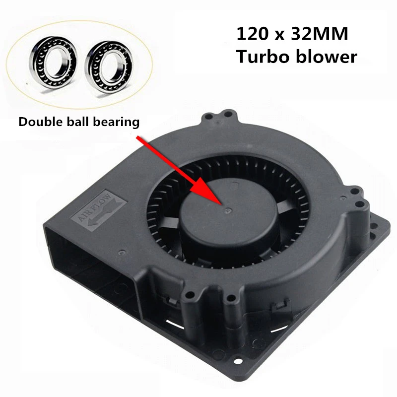Original Duplo Bola Dc5v 12v 24v 48v 120 mm 120x120x32 mm 12032 Grande Volume de ar Ventilador Churrasqueira Grill Turbo Ventilador de Refrigeração Novo