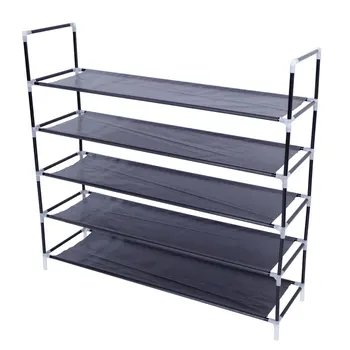 

[US-W]Simple Assembly 5 Tiers Non-woven Fabric Shoe Rack with Handle Black