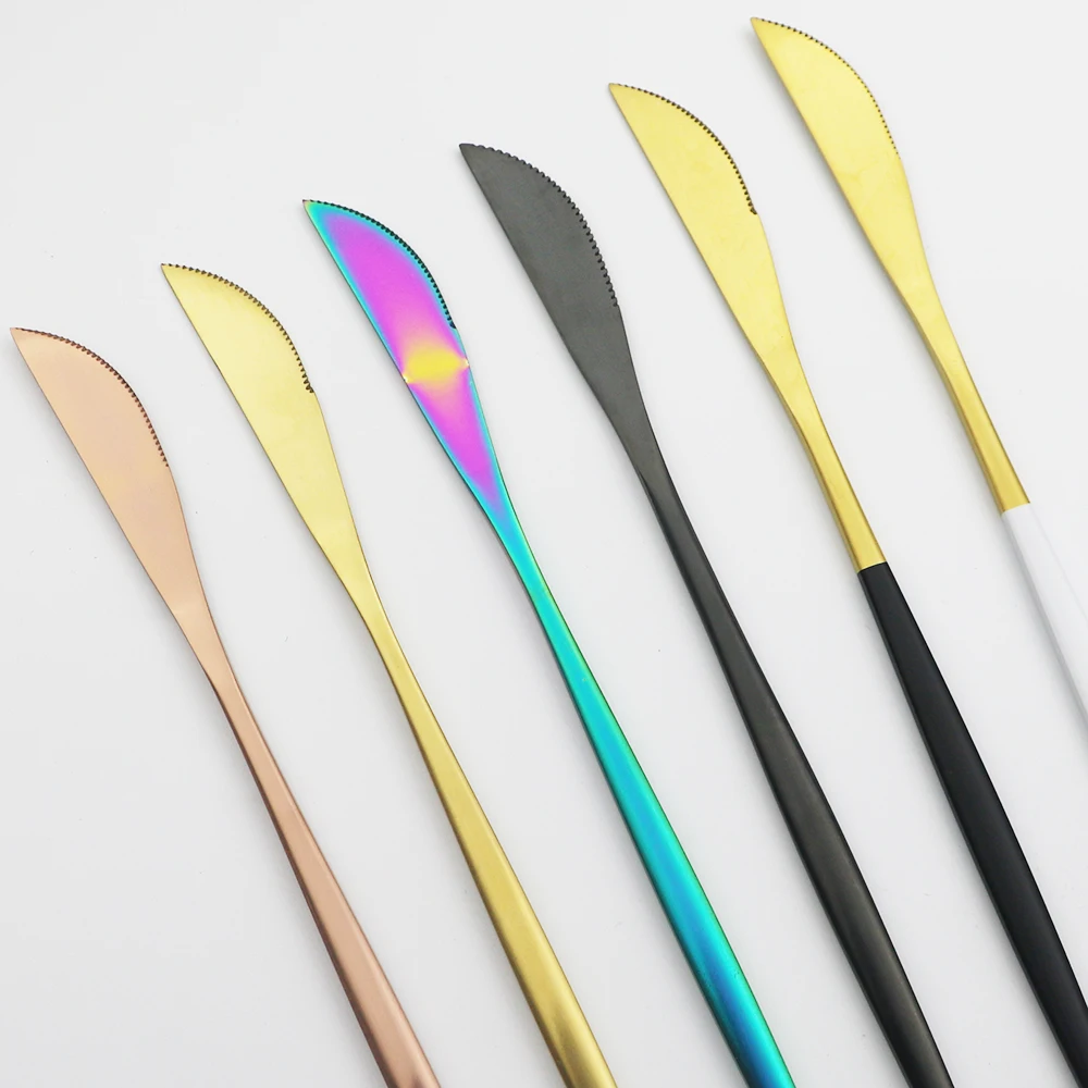 6pcs Rainbow Steak Knives Wedding Gift Multicolor Dinner Knife Stainless  steel Table Knives Colorful Acrylic Handle Flatware 9'' - AliExpress