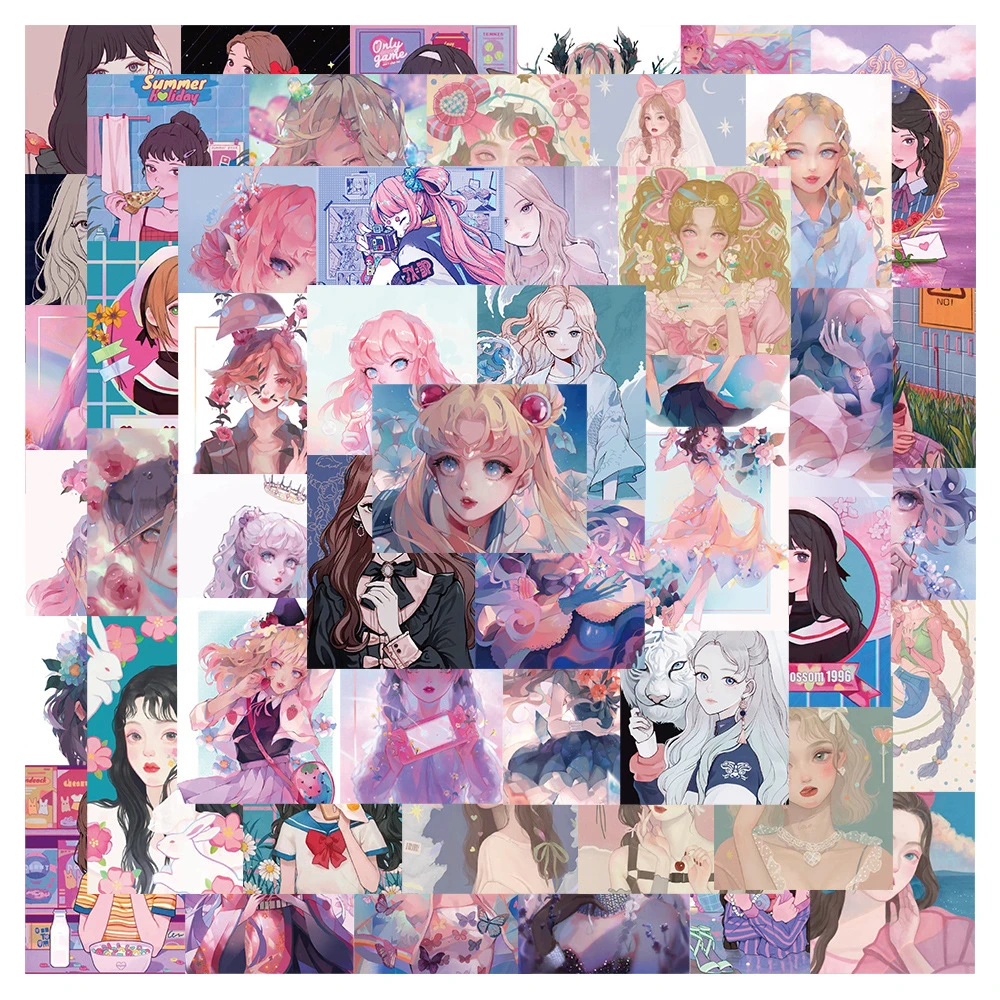 10 30 50個漫画アニメイラストステッカーかわいい美容恋人diyの電話バイクノートパソコンのスーツケース Stickers Aliexpress