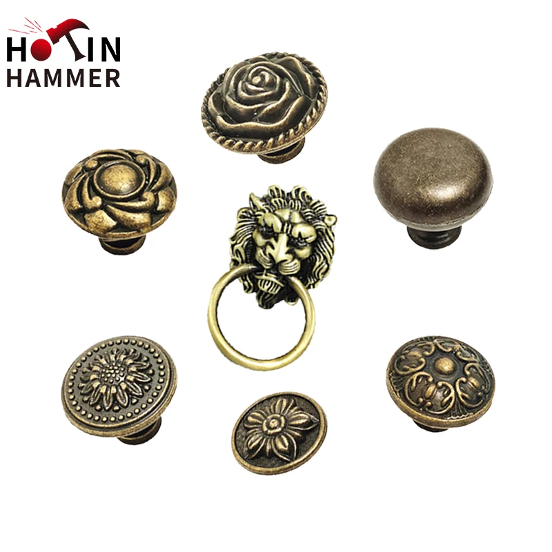 Furniture Knobs 1PCS Antique Bronze kitchen cabinet drawer knobs Furniture Handles Beast for Antique Alloy Wardrobe Door Pull Drawer Knob