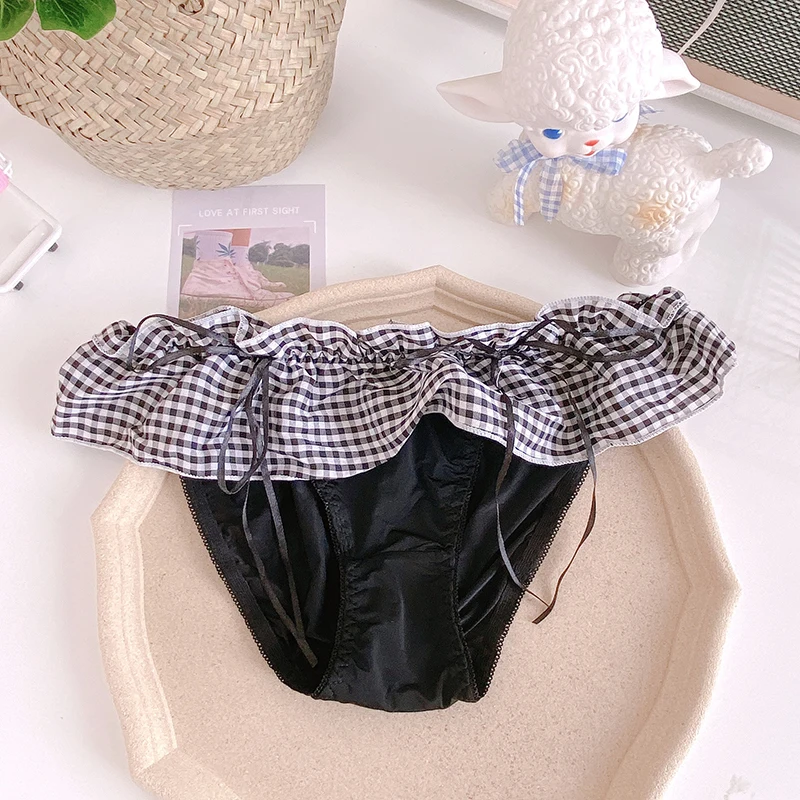 2020 Новое поступление Kawaii клетчатое хлопковое нижнее белье трусики женские для