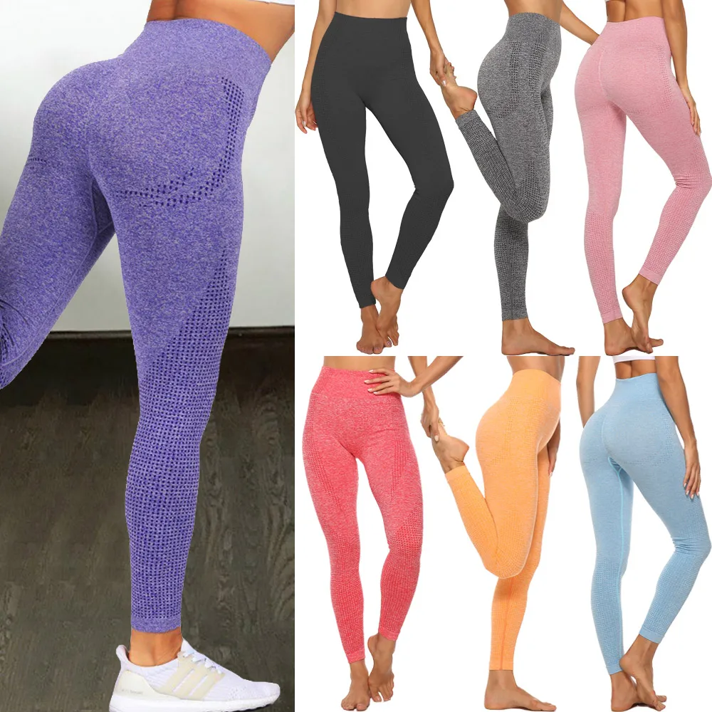 Leggings de cintura alta sin costuras Push Up Leggings deportivos para mujer Fitness Running Yoga pantalones elásticos de energía mallas para niña|Pantalones de yoga|   - AliExpress