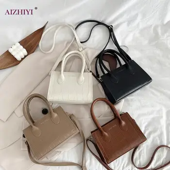 

Fashion Stone Pattern Crossbody Handbag Women Retro PU Leather Solid Color Top-handle Shoulder Purse Ladies Elegant Messenger To