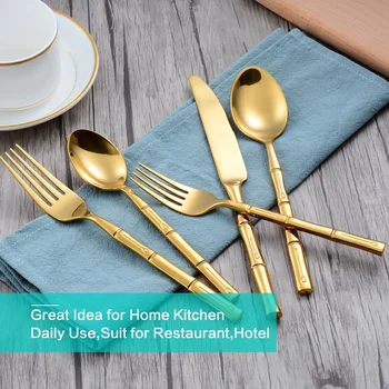 

Gold Forge Bamboo Mirror 5 Piece Flatware Stainless Steel Cutlery Dinnerware