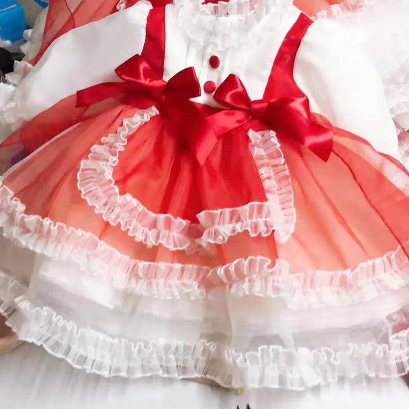 0-8Y Autumn Winter Long Sleeve Dress For Bady Girls Spanish Lolita Party Princess Children Clothes Bow Ball Gown | Детская одежда и
