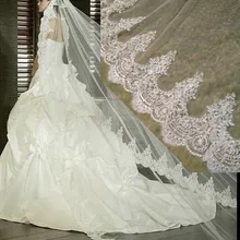 4 метра, белая свадебная фата цвета слоновой кости, длинная кружевная Фата для невесты с гребнем, свадебные аксессуары, свадебная фата для невесты