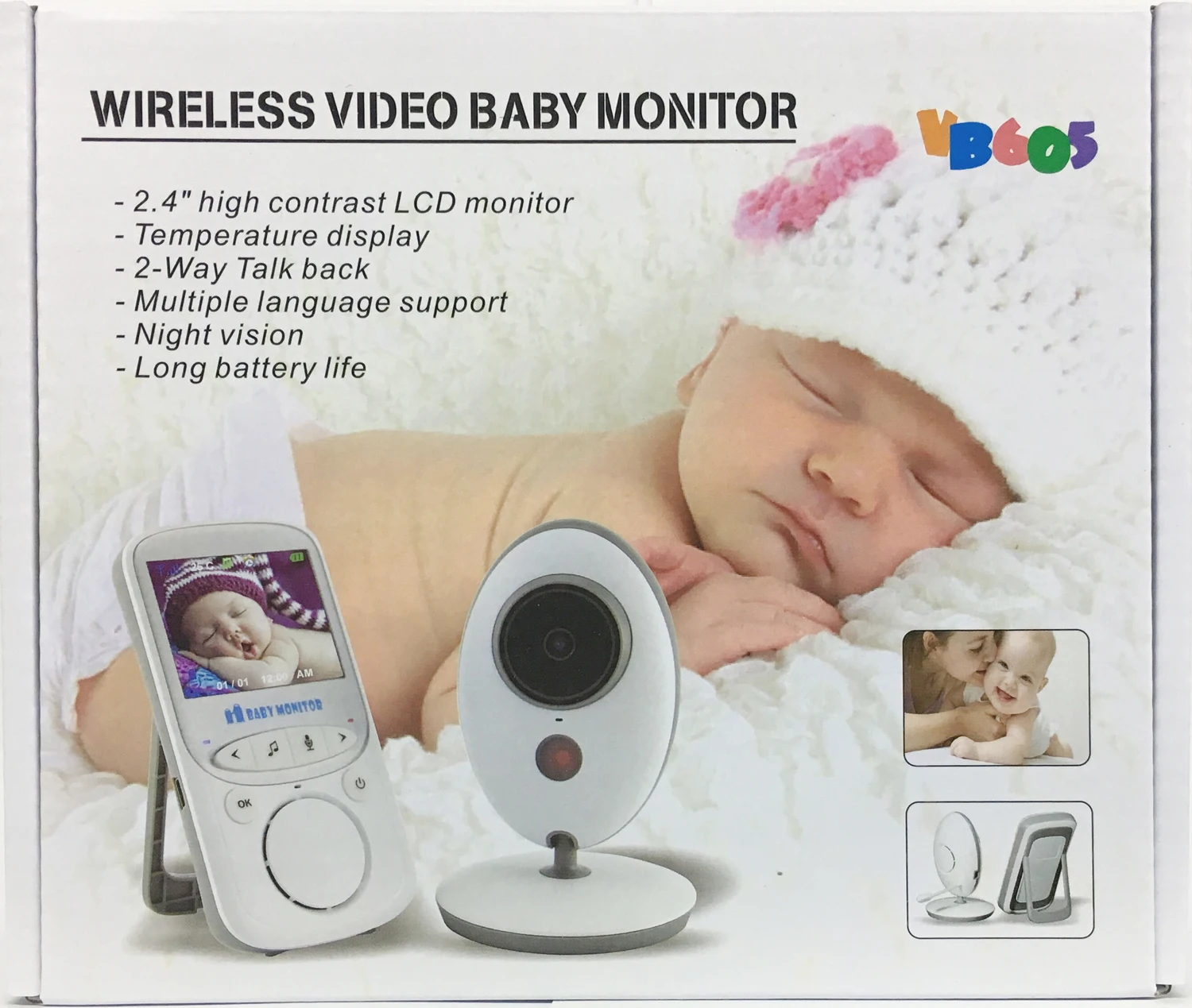 VB605 беспроводной видеоняня уход за ребенком безопасность 2,4 дюймов цветной ЖК-экран видео спящий ночное видение монитор безопасности