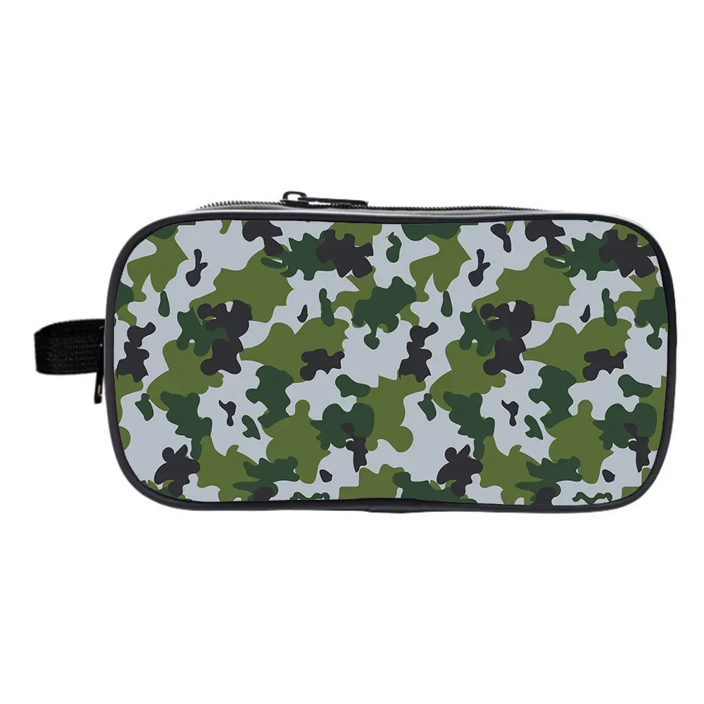 

Camouflage Pencil Case Double-layer Zipper Pen Case Student Makeup Case Supplies Pencil Bag Boy Girl Stationery Storage Bag