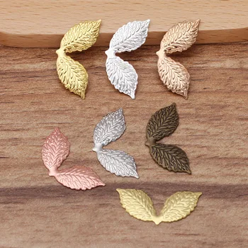 

1000pcs 12*27mm Brass Metal Double Leaf Charms Ornaments DIY Stuffs Jewelry Accessories DIY Wedding Jewelry Set Making Wholesale