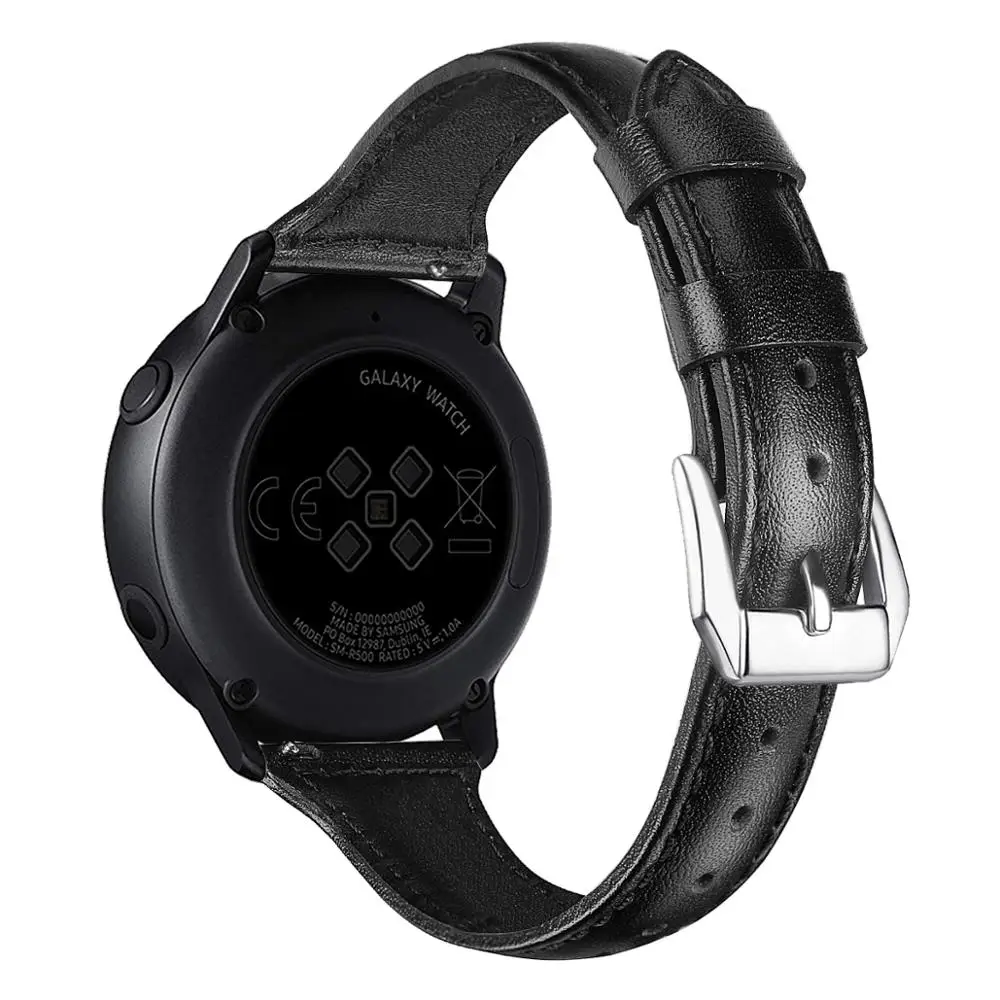 Кожаный ремешок для samsung Galaxy Watch 42 мм Active 2 44 мм 40 мм браслет ремешок 20 мм браслет ремешок для Huami Amazfit GTR 42 мм - Цвет: black