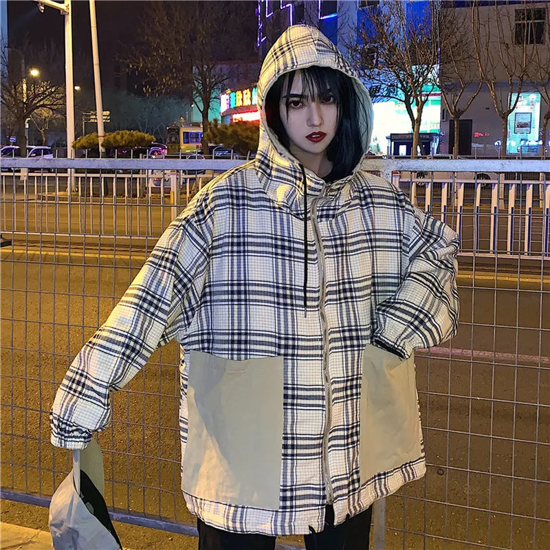Neploe корейский с круглым вырезом и капюшоном свободный Chaqueta Mujer винтажный Harajuku стиль Лоскутная куртка Женская Осень Зима дамское пальто 46316