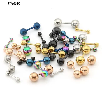 UAGE-Tragus 헬릭스 바 4mm 볼, 스테인레스 스틸 바벨 데이스 오레자 링 스터드 이어링 연골 귀 피어싱 바디 쥬얼리, 1 개