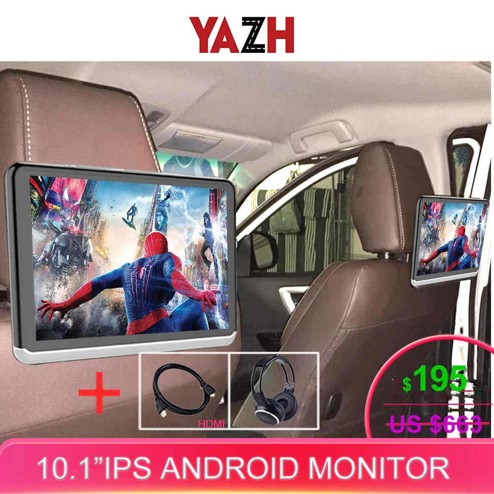 

YAZH Android Car Headrest Monitor 2PCS 1366*768 1080 HD with Touch Screen WIFI Bluetooth USB SD Card Without DVD Player