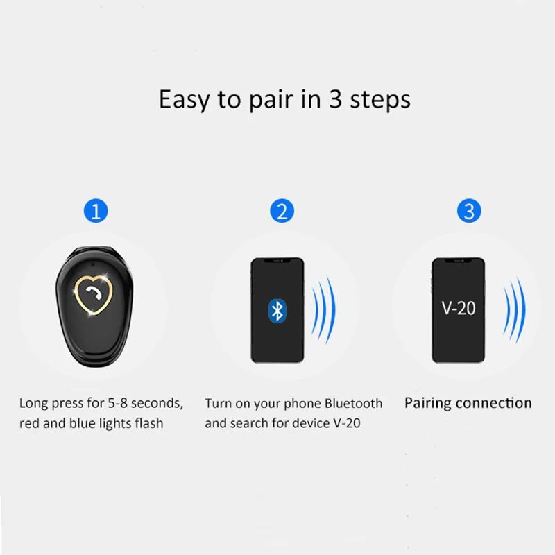 Bluetooth наушники сверхвесовой сабвуфер мини стерео Беспроводная гарнитура Bluetooth наушники невидимые наушники для Ios для Xiaomi