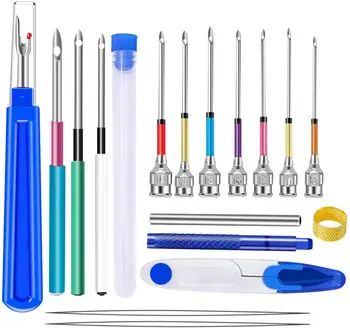 

LMDZ 18 Pcs Punch Needle Tool, Punch Needle Tools Kits, Cross Stitch Tools Kit, Big Seam Ripper, Scissors, Threader and Thimble