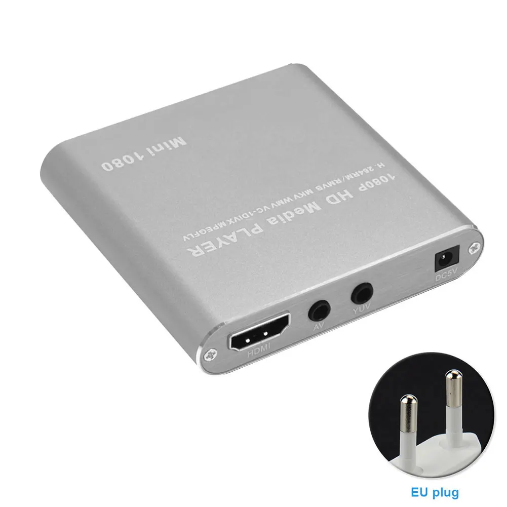 Grey EU Мини HDD медиаплеер хост 1080P Full HD tv Box USB внешний мультимедийный плеер кардридер HDMI MKV AVI H.264 RMVB WMV MMC - Цвет: Grey EU