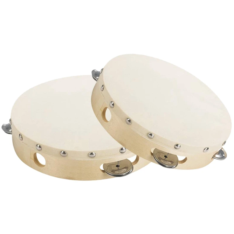 

8-Inch Blow Tambourine Musical Instrument Children Percussion Instrument Quality Sheepskin Performance Hand-Cranked Musical Inst