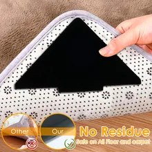 

10 pcs Triangle Reusable Anti-skid Rubber Mat Non Slip Patch Mat Washable Rug Gripper Stopper Tape Sticker Black Corners Pad