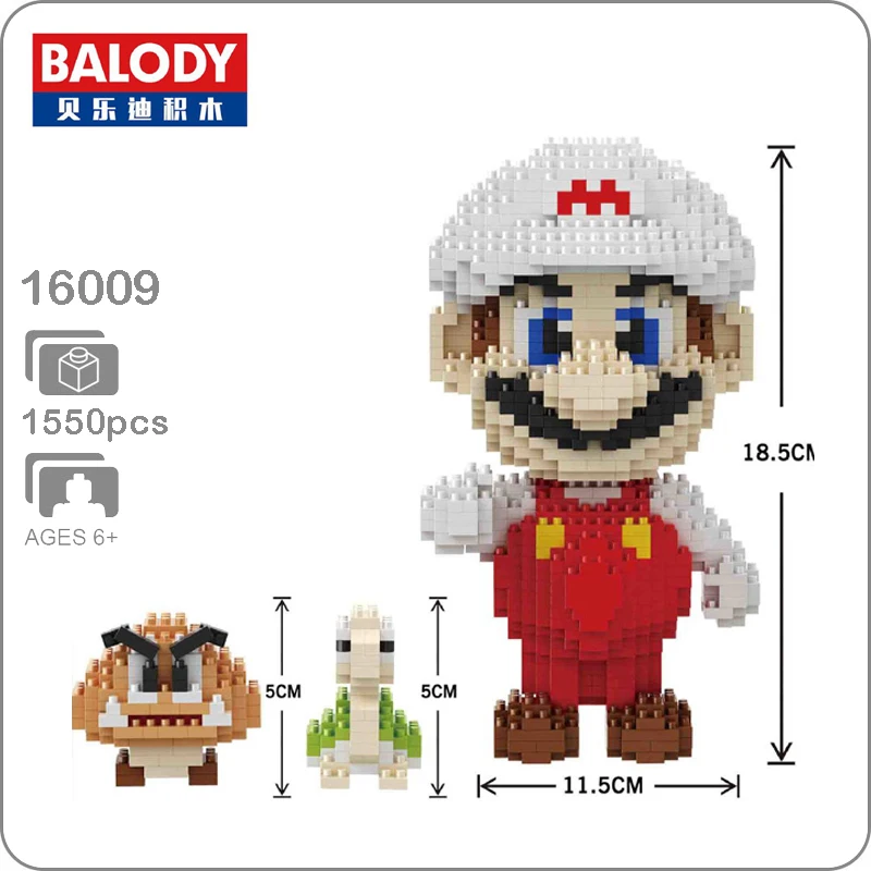 Balody 16009 Супер Марио Огонь Гумба Koopa 3D модель микроконструктор Мини DIY Строительные