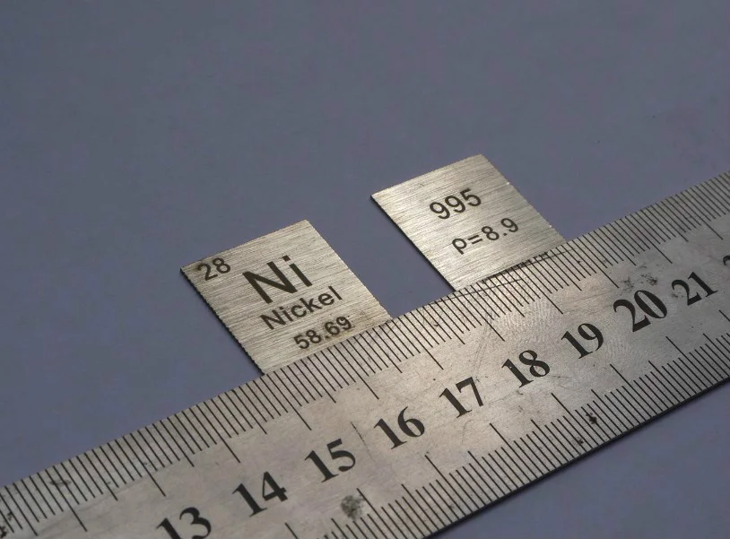 

99.5% High Purity Nickel Metal Ni 1.7g Carved Element Periodic Table Sheet 0.5*20*20 Mm