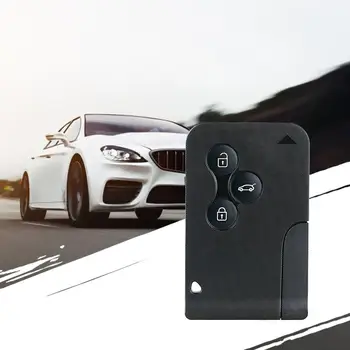 

3 Button Smart Card For Renault Clio Logan Megane 2 3 Koleos Scenic Card Case Black Car Key Fob Shell With Small Key