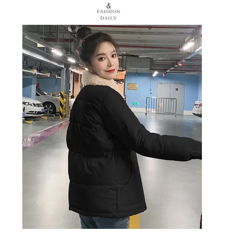Женское хлопковое короткое утепленное корейское свободное хлопковое пальто для студентов