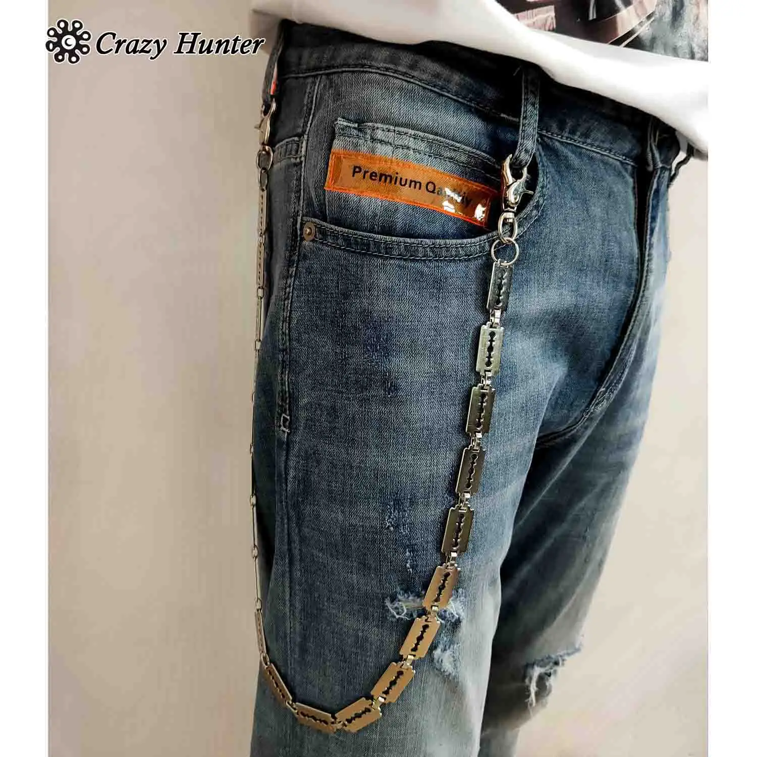 

Blade with Blade Hip Hop Metal Keychain Punk Jeans Chain