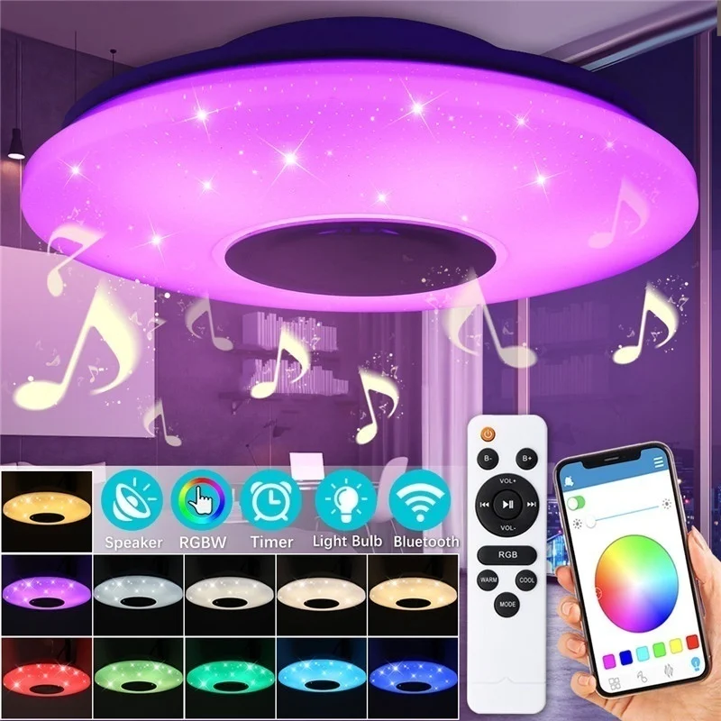 Потолочная лампа с Wi-Fi и Bluetooth-динамиком регулируемой яркостью многоцветная