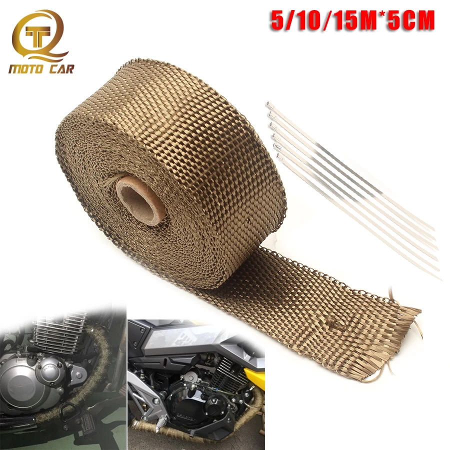 

Motorcycles Exhaust Thermal Wrap Tape Header Titanium 10 Meter Muffler Heat Car Cove for SC Harley CBR 125 Tmax R3 Toce Z250 M4