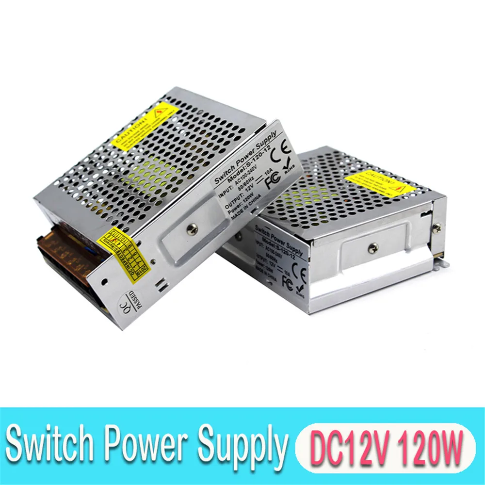 Блок питания DC12V 10A 120 Вт светодиодный преобразователь драйвера AC100-240V к DC 12 В SMPS для CCTV полосы модули световой монитор