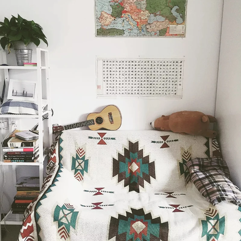 Скандинавские ацтекские Навахо коврики с геометрическими узорами одеяло американский кантри гобелен