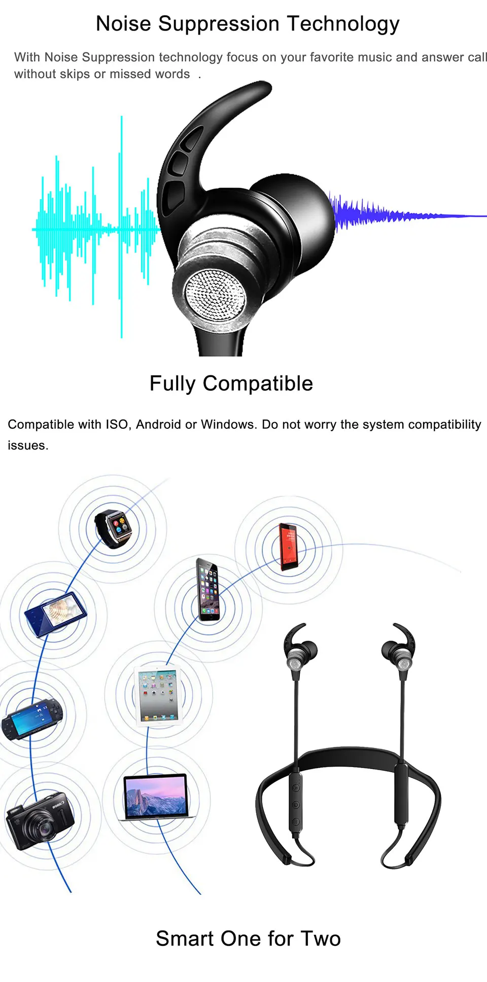 KDK59 Bluetooth металлические Беспроводные наушники с микрофоном громкой связи водонепроницаемые спортивные наушники HiFi наушники для iOS Android