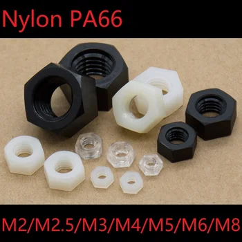 

5pcs Plastic Hex Nuts M2 M2.5 M3 M4 M5 M6 M8 Nylon PA66 Heat Insulation Hexagon Lock Nut Thread Bolt Cap Black White Clear M2-M8