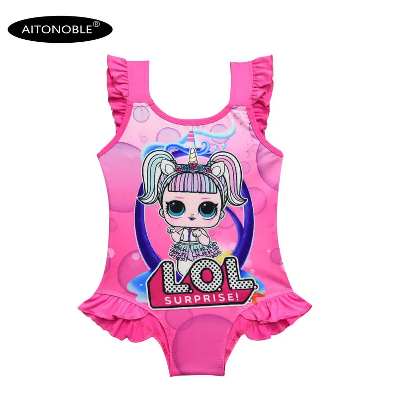 

Aitonoble Lol Swimwear Girls Swimsuit Princess Surprise Cosplay Costume Summer Doll Swimsuit Dress with Mesh