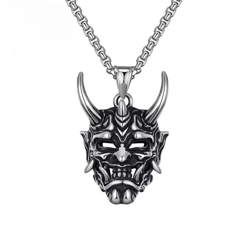 Men's Domineering Devil Grimace Skull Mask Pendant Necklace Rock Locomotive Party Casual | Украшения и аксессуары