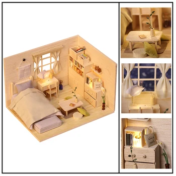 

3D Doll House Furniture Miniature Dollhouse DIY Miniature House Room Miniaturas Toys for Children Gift stickers DIY Dollhouses