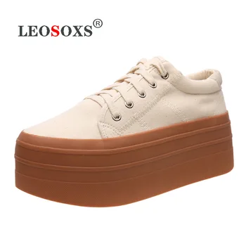 

Fall 2020 Ladies Platform Sneakers Canvas Shoes Retro Platform Shoes Women Casual Shoes Inner Height Increase Shoes