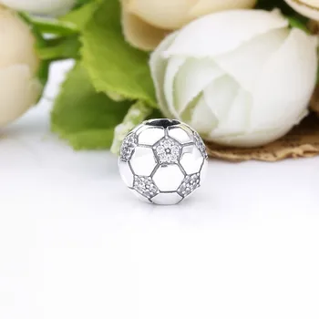 

Free Shipping Real 925 Sterling Silver Bead Shiny Football Beads Fit Original Pandora Bracelet For Women Diy Jewelry
