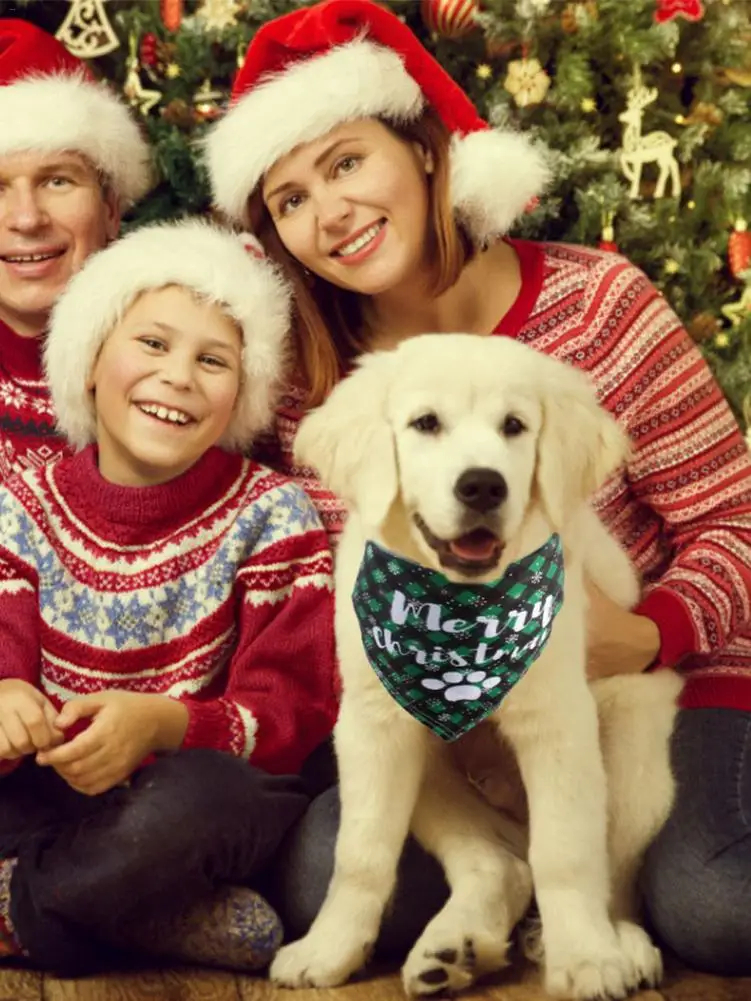 Бандана для собак, рождественский костюм для питомцев, стильный Рождественский шарф с Сантой, нагрудники, косынка, аксессуары для маленьких, средних и больших собак, кошек
