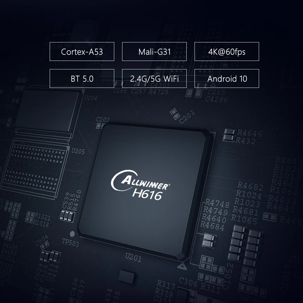 4GB+64GB X96 Mate Android 10 Smart TV Box Allwinner H616 Quad Core 2.4G