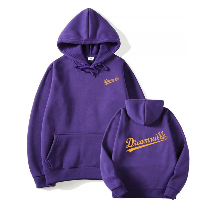 purple Толстовки с капюшоном Novos Homens хип-хоп DREAMVILLE J Cole Logotipo Com Capuz Carta Presa J Cole Com Capuz Inverno толстовки do Velo Dos - Цвет: purple