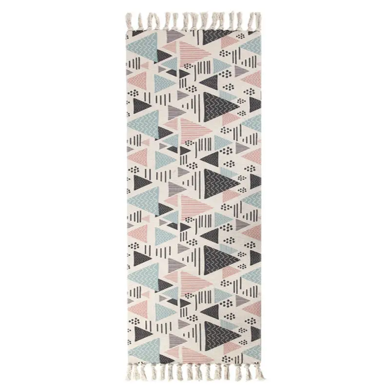 Богемский стиль спальни прикроватные коврики с кисточкой декоративный хлопок тканые коврики для гостиной вход коврик для прихожей - Цвет: 7