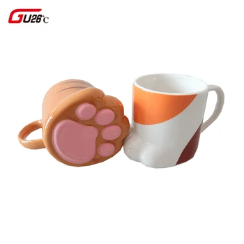 

1pc Novelty Cat Paw Cup Coffee Mug Ceramic Drinking Cup Milk Mugs Breakfast Oatmeal Cup Cartoon Cup Gift Black Yellow Color