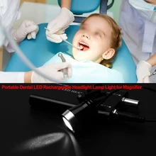 

1 piece set 110-240V portable dental LED magnifying lens light rechargeable headlight for dental EU plug black power adapter