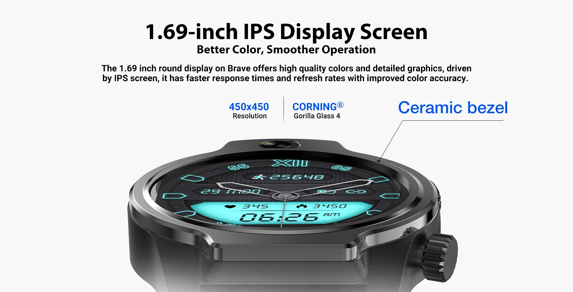 Rogbid Brave Smartwatch 1360mAh 4G LTE Fitness Heart Rate Tracker