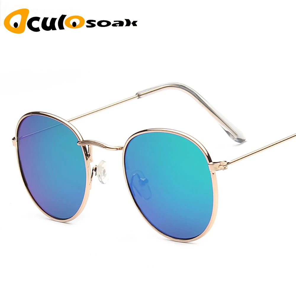 

2019 Oculosoak Metal Oval Sunglasses Women Mirror Classic Retro Vintage Street Beat Eyewear Men Driving Oculos De Sol UV400