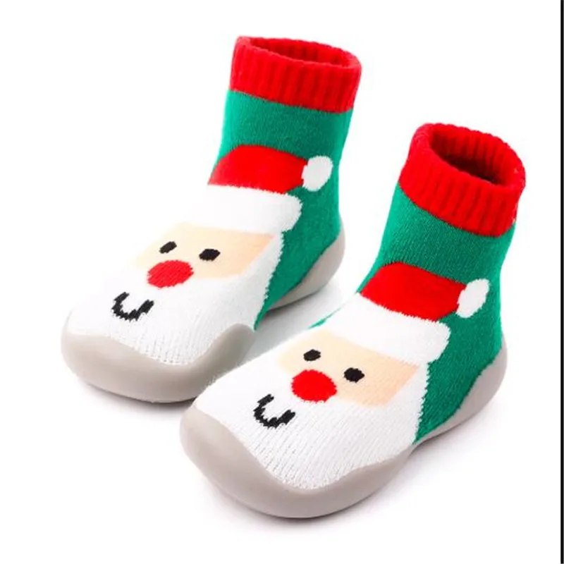 Рождественский подарок; детская обувь; Детские уличные носки для первых шагов; Детские носки с мягкой резиновой подошвой; нескользящие носки-тапочки для мальчиков и девочек